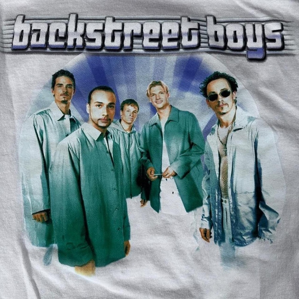 Backstreet Boys Millennium White Graphic T-Shirt Tracklist Y2K Pop Band Tee M/L